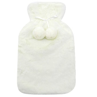 De Vielle Rabbit Faux Fur Hot Water Bottle Small Cream | Compact 0.28 Litre Hot Water Bottle