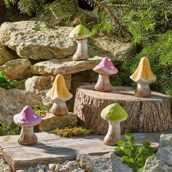 DecoShrooms Large Decorative Mushrooms 6 Pack | Garden & Indoor Ornament Set