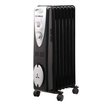 De Vielle Classic Black 1500w 7 Fin Oil Fill Radiator
