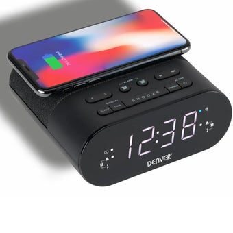 Denver CRQ-107 Clock Radio with Wireless Charging – Modern Design Meets Everyday Convenience