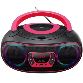 Denver TCL-212BT Pink Bluetooth Boombox with CD Player and USB MP3 Playback