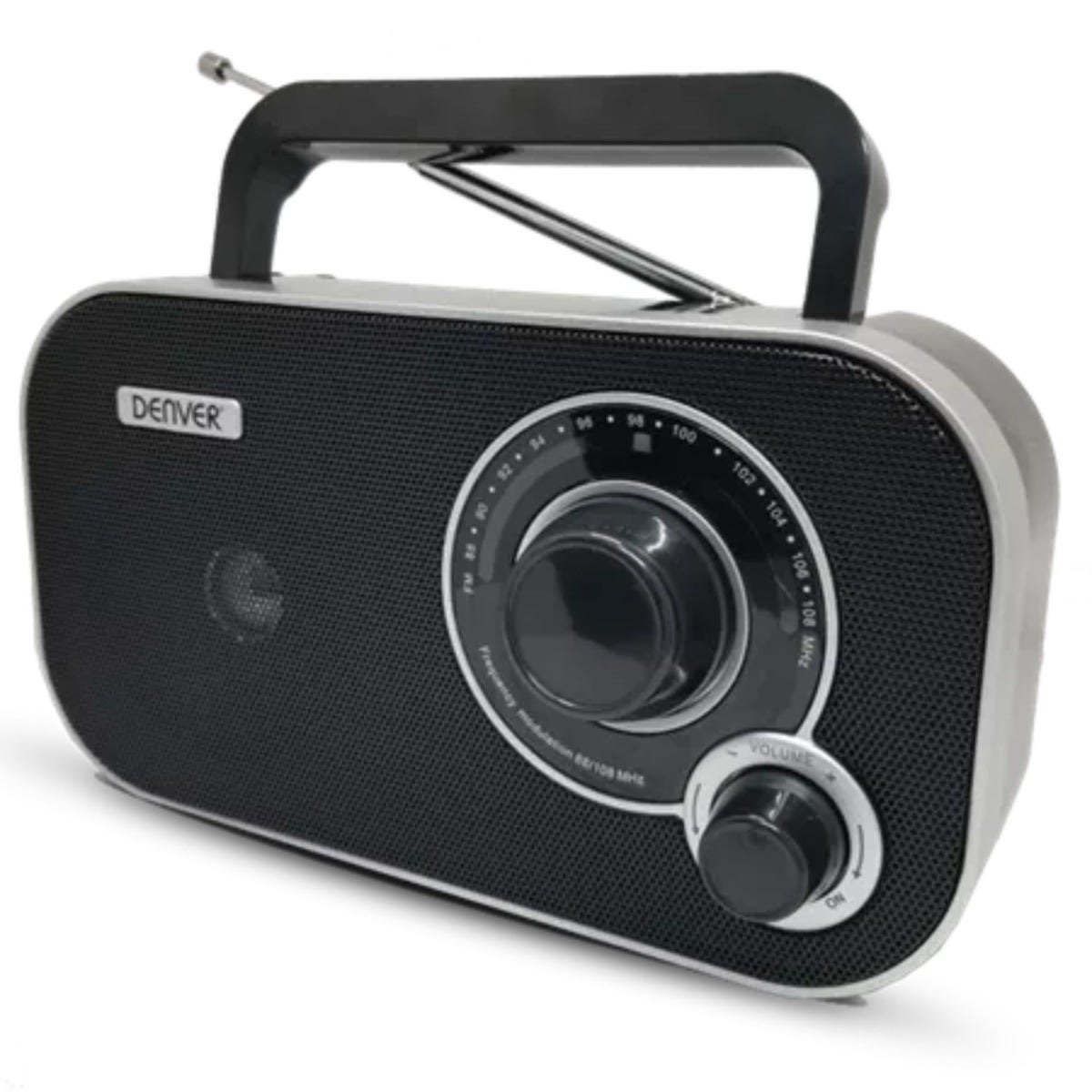 Denver TR-51 Black FM Radio – Classic Analogue Tuning with Dual Power Options