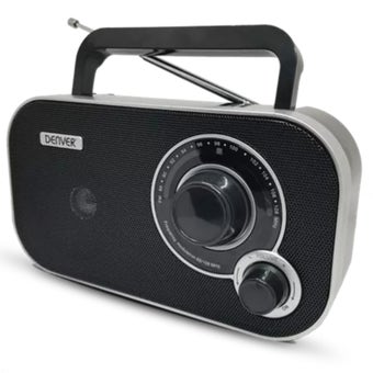 Denver TR-51 Black FM Radio – Classic Analogue Tuning with Dual Power Options