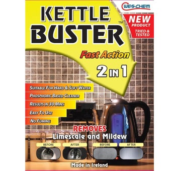 Kettle Buster 2-in-1 Descaler – Removes Limescale & Mildew | Fast Action | 1L