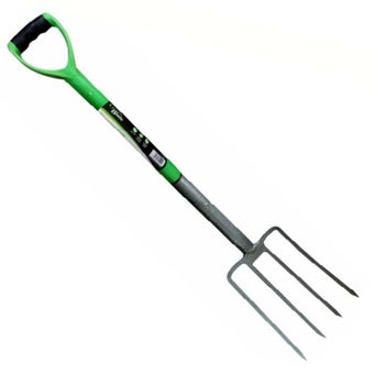 Green Blade Digging Fork | Carbon Steel Head with Rust Resistant Finish