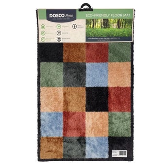 Dosco Coloured Squares Mat – 50 x 75cm Super Absorbent Door Mat