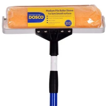 Dosco Paint Roller with Screw on Extension Handle and Medium Pile Sleeve for Semi Smooth Surfaces I 12 inch