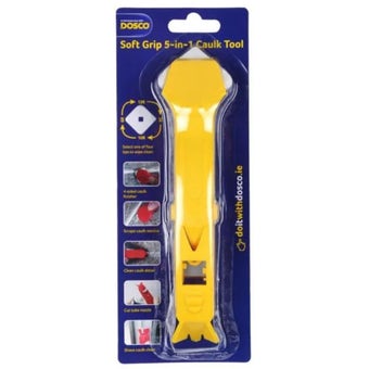 Dosco Soft Grip 5-in-1 Caulk Tool – Multi-Function Caulking Tool with Four Interchangeable Tips for Precision Cleaning and Finishing