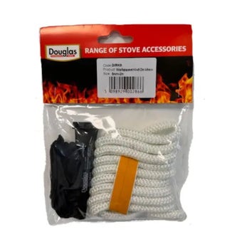 Douglas White Stove Rope Replacement Kit 8mm x 2m – Complete Fire Rope Seal with Adhesive & Gloves