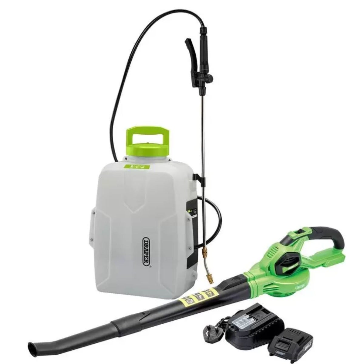 Draper D20 20V Backpack Sprayer & Leaf Blower Kit – Complete Cordless Garden Power Solution 