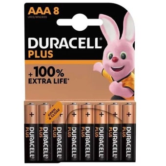 Duracell Plus AAA Batteries – Pack of 8 | Long-Lasting Power for Everyday Devices