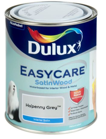 Dulux Interior Easycare Satinwood Waterbased Paint - HaPenny Grey 750ml