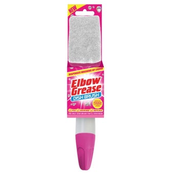 Elbow Grease Pink Dish Brush | Built-In Liquid Dispenser, Removes Tough Stains