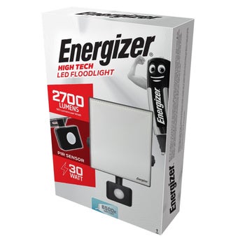 Energizer 30W LED Floodlight with PIR Sensor - 2700 Lumens, IP44 Rated