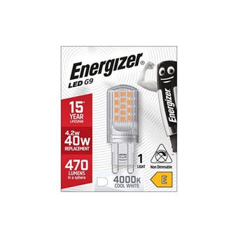 Energizer G9 LED Light Bulb. 4.2W (40w Halogen Equivalent) - Cool White