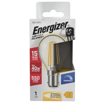Energizer LED Golf Filament Bulb B15 4W (40W Equivalent) – 470 Lumens Warm White 2700K Dimmable