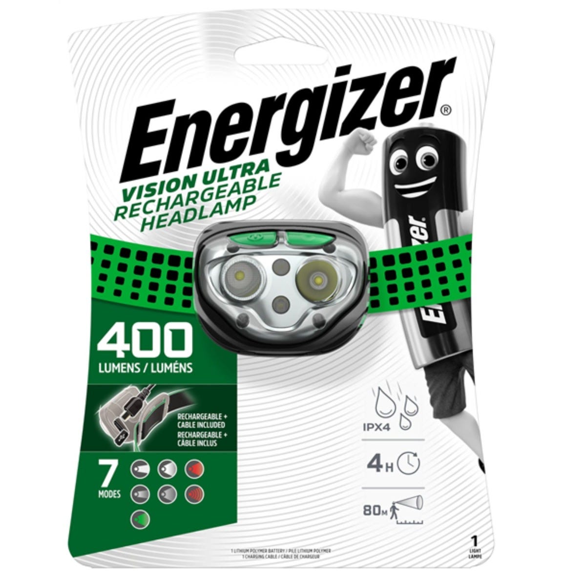 Energizer Vision Ultra Rechargeable Headlamp 400 Lumens