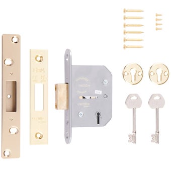 ERA Viscount 5 Lever Mortice Deadlock 63mm – Brass Effect High-Security Door Lock