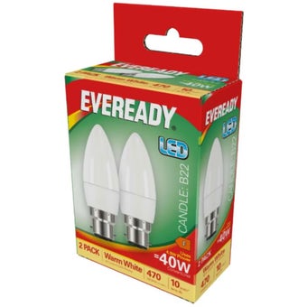 Eveready 5.2W (40W) B22 Led Candle 470 Lumens Twin Pack