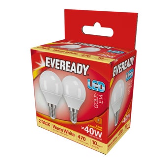 Eveready 5.2W (40W) E14 Led Golf Ball 470 Lumens Twin Pack