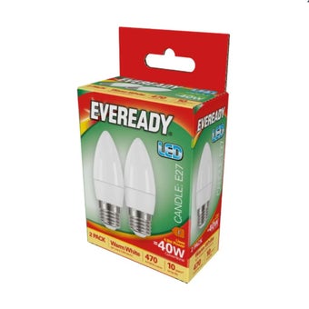 Eveready 5.2W (40W) E27 Led Candle 470 Lumens Twin Pack