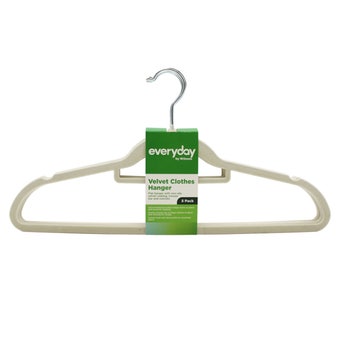 Velvet Hangers Ivory 5 Pack | Non-Slip Slimline Clothes Hangers for Coats, Shirts and Suits