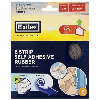 Exitex Grey Adhesive Draught Seal Strip 5m E Strip