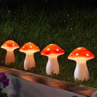 Fairy Mushroom Solar Stake Lights | Colourful Garden Border Lights - Set of 4
