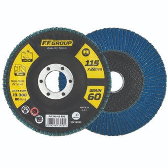 FF GROUP 115mm x 120 Grit Zirconia Abrasive Flap Disc – Heavy-Duty Grinding Disc for Stainless Steel and Industrial Use