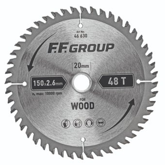 FF GROUP 150mm x 2mm 48T Circular Saw Blade with Teflon Coating and Carbide Teeth for Wood Cutting