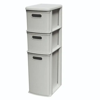 Figaro Almond 3 Drawer PVC Storage Unit – Slimline Multi-Purpose Organiser