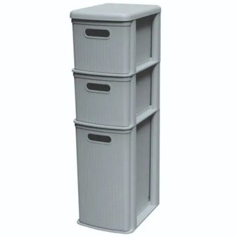 Figaro Grey 3 Drawer PVC Storage Unit – Slimline Space-Saving Organiser