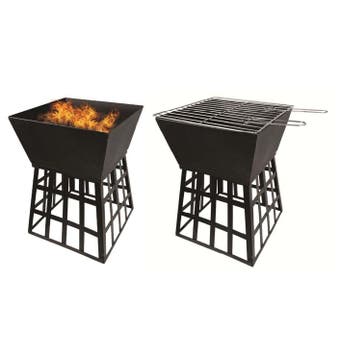 Outdoor Fire Pit with BBQ Grill – 48 x 33cm