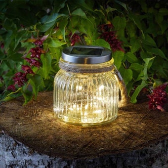 Firefly Solar Glass Jar Lantern | Warm White LED Outdoor Light