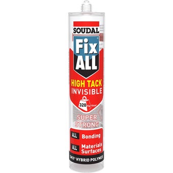 Soudal Fix ALL Transparent Adhesive 290ml | High Tack Invisible Hybrid Sealant