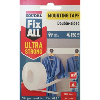Fix All Ultra Strong Mounting Tape 1.5Mx19mm White