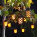 10 Flaming Solar String Lights – Set of 10 Amber Flicker Garden Lights
