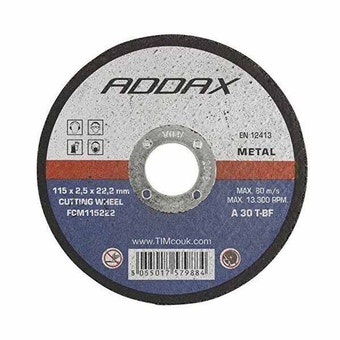 Bonded Abrasive Flat Cutting Wheel 115 mm x 2.5 mm x 22.2 mm - For Metal