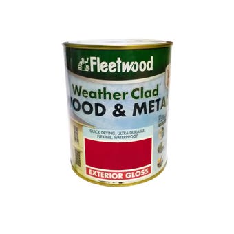 Fleetwood Weather Clad Wood & Metal Exterior Gloss Paint - Signal Red 750ml