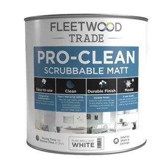Fleetwood Pro-Clean Scruff Defence Scrubbable Matt Paint 2.5L – Brilliant White Interior Emulsion