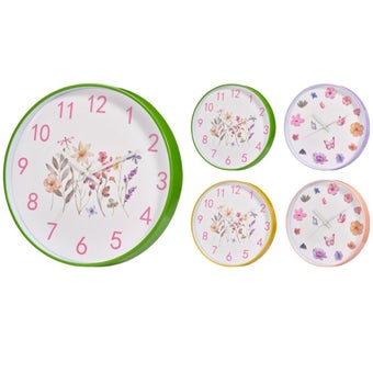 Floral Bees and Butterflies Wall Clock 30cm I Assorted Colours