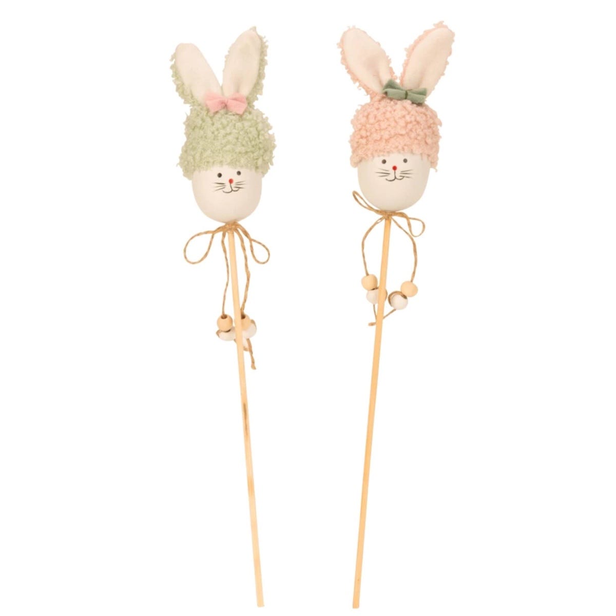 Easter Bunny Flower Stick Decoration | Plastic Egg Bunny with Fabric Hat 38cm I Each 