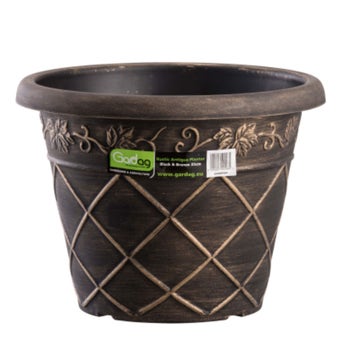 Gardag Rustic Antiqua Round Planter Black & Bronze 35cm