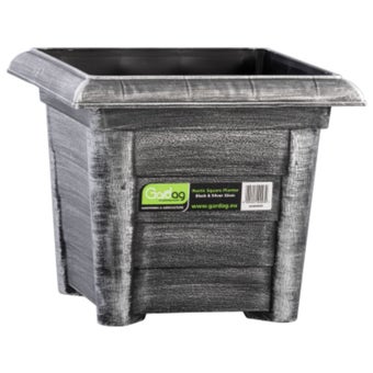 Gardag Rustic Square Planter Black & Silver 32cm