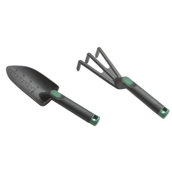 Black Nylon Garden Hand Tool Set 28cm – Trowel and Cultivator