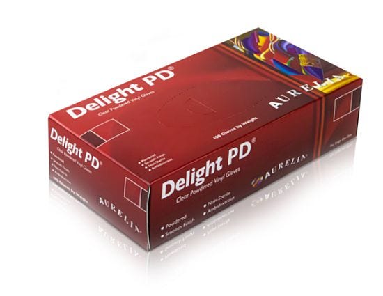 Aurelia Vinyl Powdered Disposable Clear Gloves XL - Pack 100