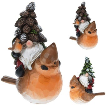 Gnome On Robin Figurine 15cm