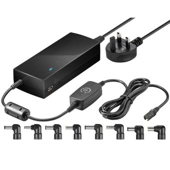 Goobay 110W Universal Laptop Power Supply – Adjustable 12–24V with 9 DC & USB Adapters