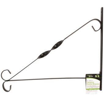 Green Blade 14" Black Hanging Basket Bracket – Sturdy Wall-Mounted Support for Baskets, Lanterns & Bird Feeders