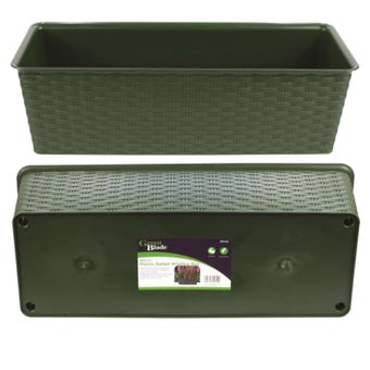 Green Blade 40cm Plastic Rattan Effect Window Box Planter – Durable Lightweight Outdoor and Indoor Trough with Drainage Holes